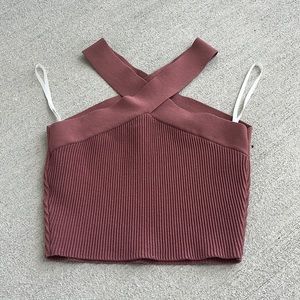 Aritzia Babaton Sculpt Knit Criss Cross Cropped Tank